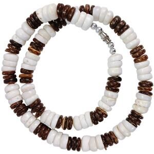 VTG Gemstone Wood Bead Necklace 1990s Boho Natural Quartz Unisex 22.75" Organic